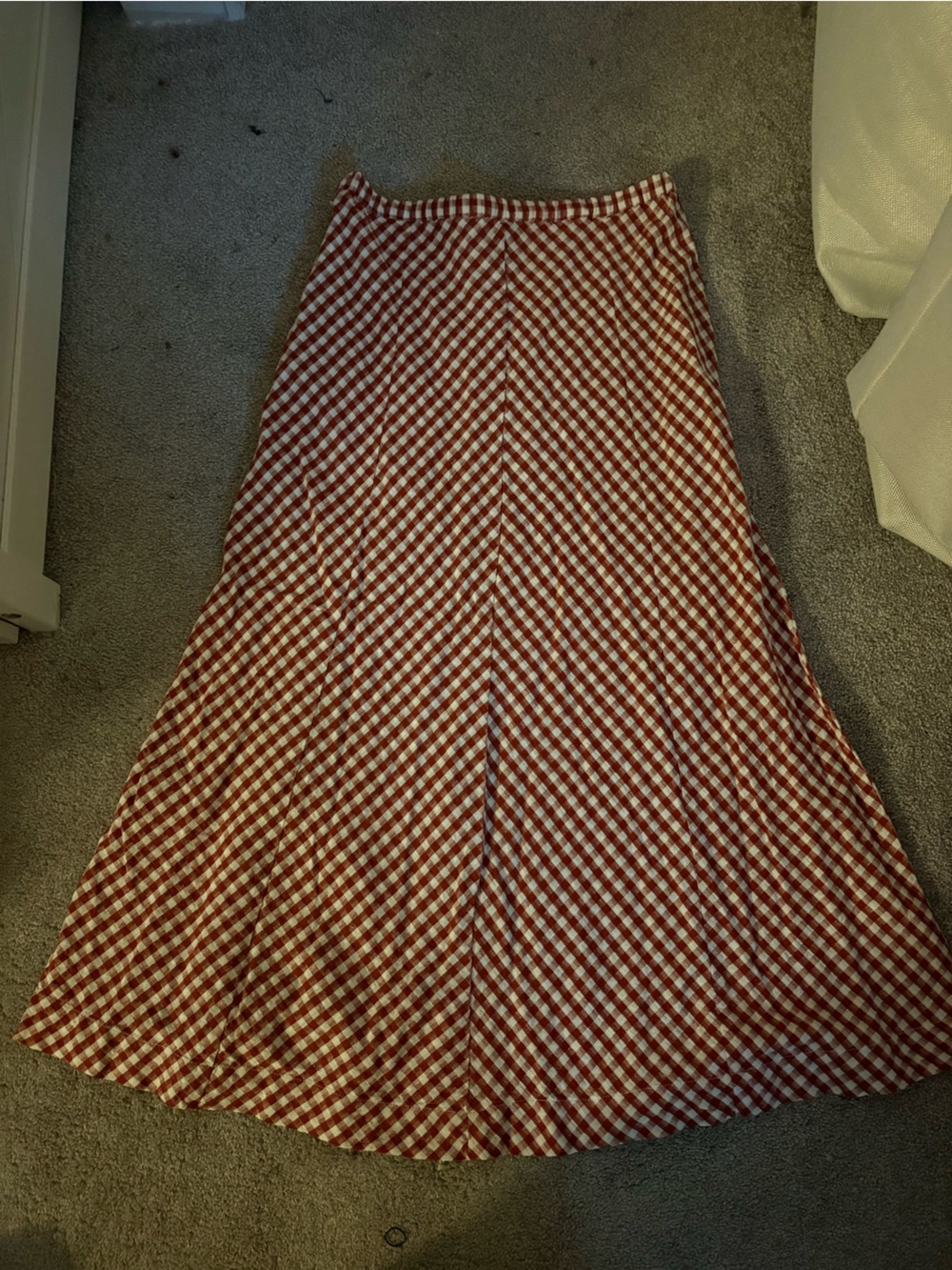 American Eagle Outfitters Red and White Gingham Maxi Skirt